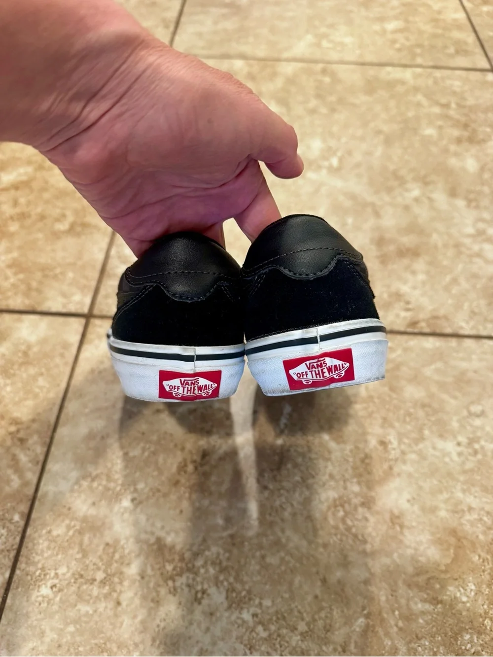 Boys Vans Black Canvas Low-Top Sneakers with White Laces